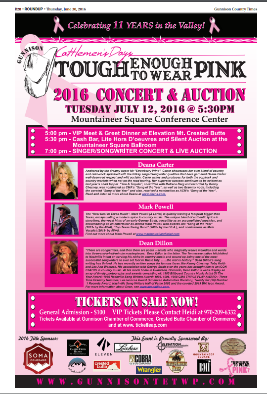2016 Cattlemen's Days TETWP Concert and Auction Poster