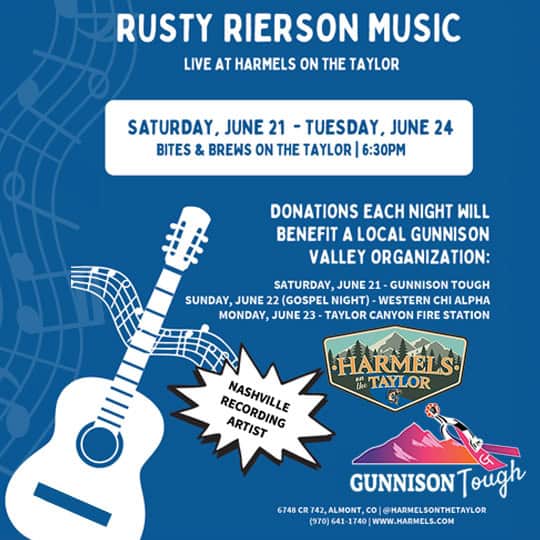 Rusty Rierson Music is live at Harmels on the Taylor on June 21.
